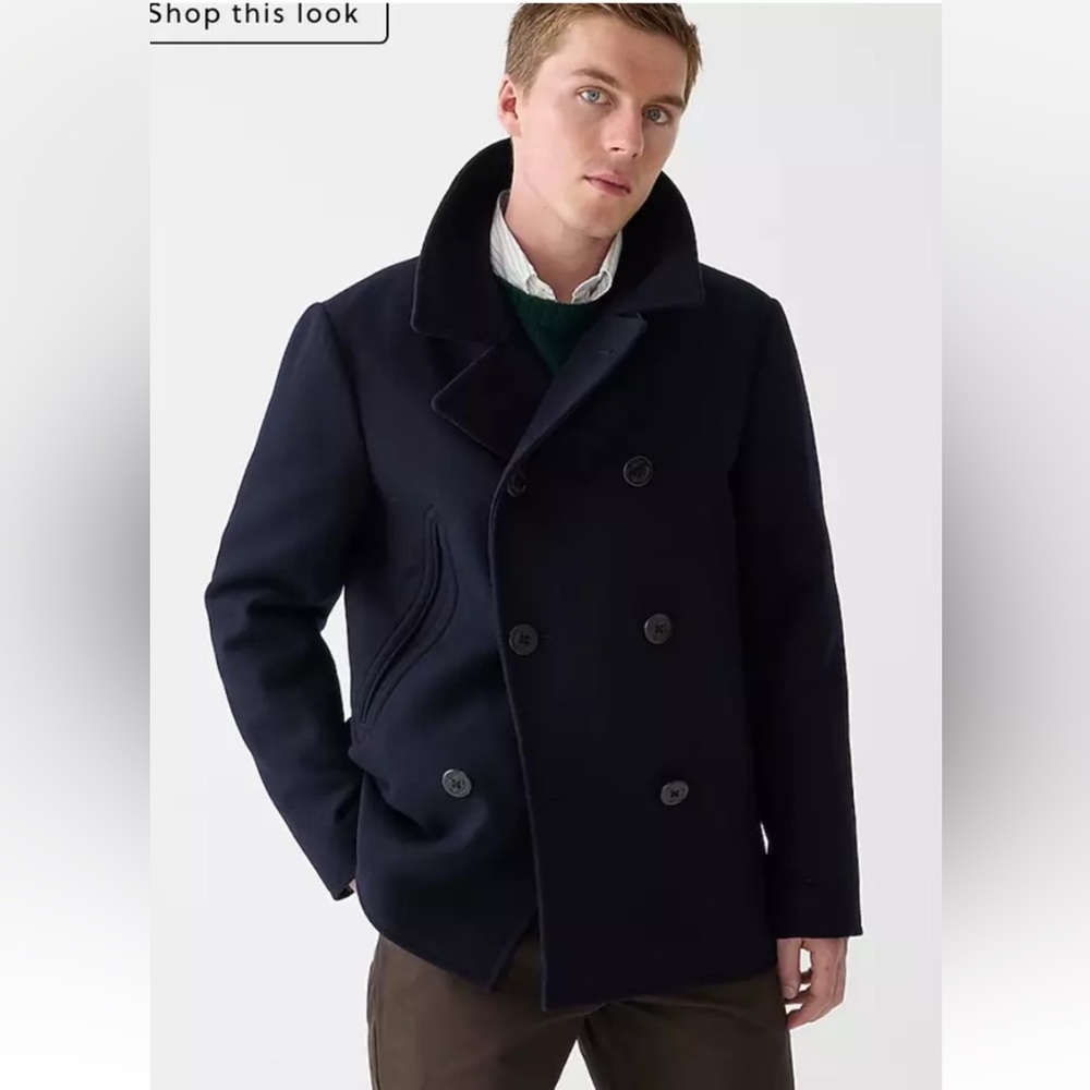 J.Crew Men’s Dock Peacoat with PrimaLoft double Breasted Jacket Sz XS